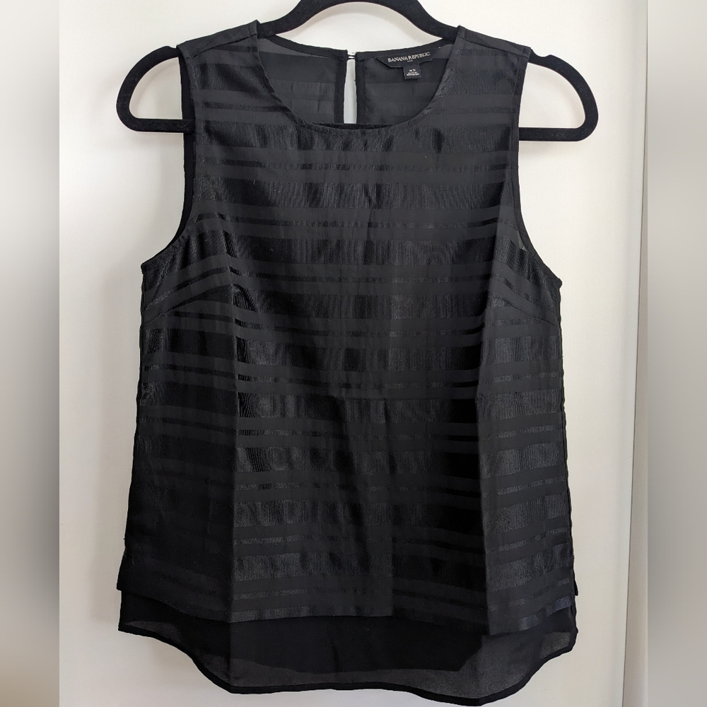 Banana Republic Sheer Black Sleeveless Blouse